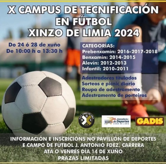 Cartel del X Campus de Tecnificación en Fútbol de Xinzo.
