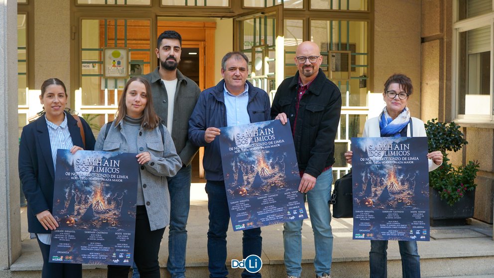 Soraya López (LIMISI), Ana Lozano (CIvitas Limicorum), Marcos Argibay (Civitas Limicorum), Amador Díaz (alcalde), Ricardo Sieiro (concelleiro) e Lola Rico (Escola Rural de Saúde da Limia).